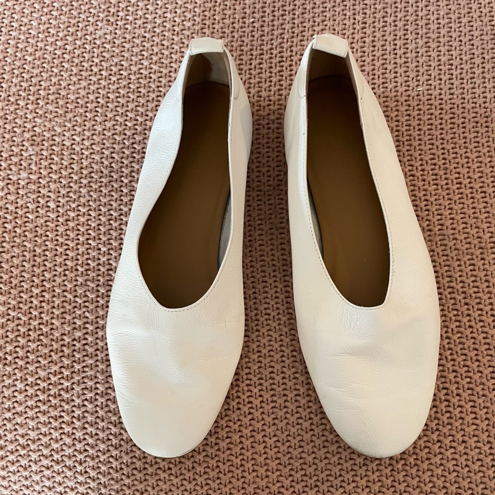 Everlane The Italian Leather Day Glove White Flat Shoes Size 7.5